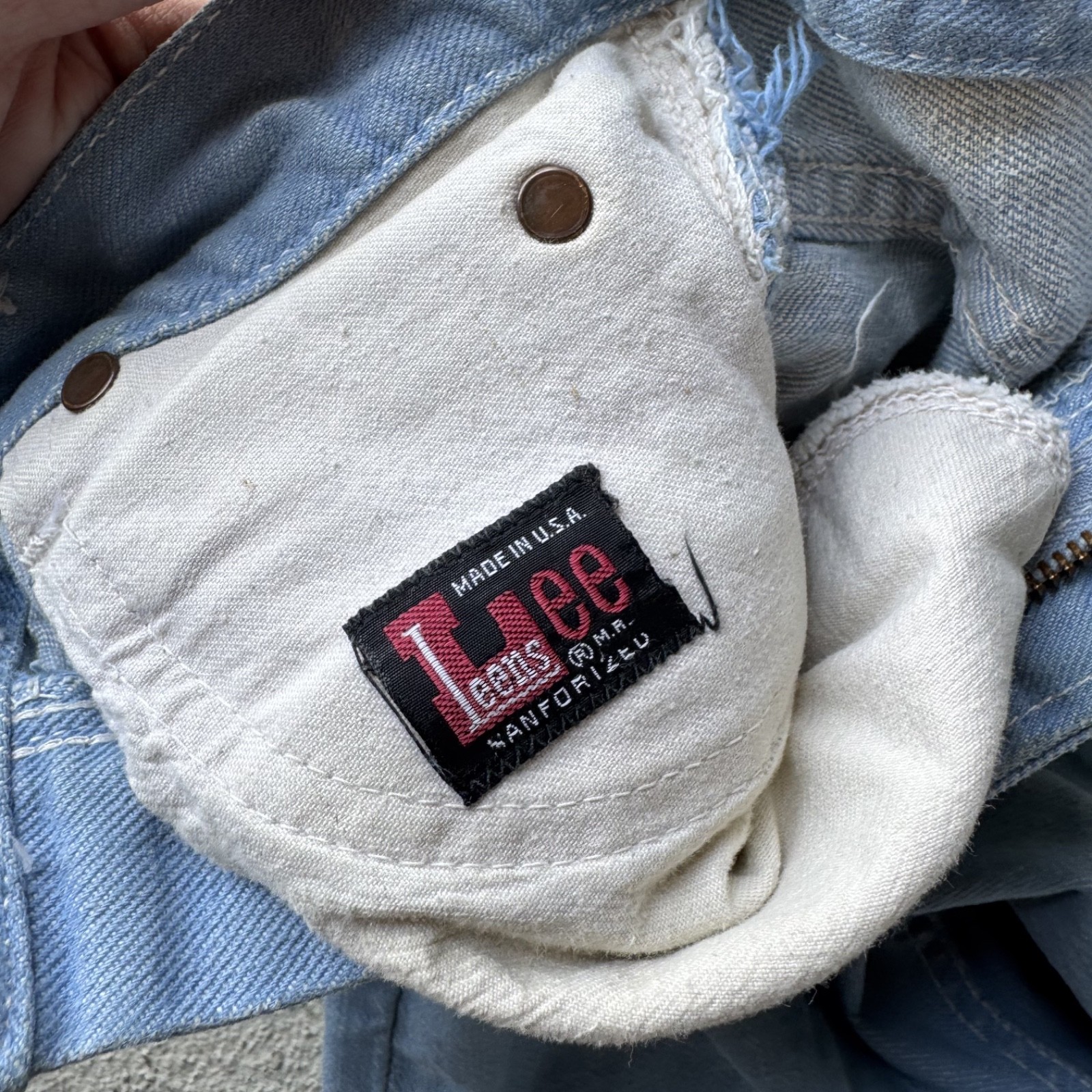 1960s Baby Blue Lee Leens Cotton Jeans 27×25