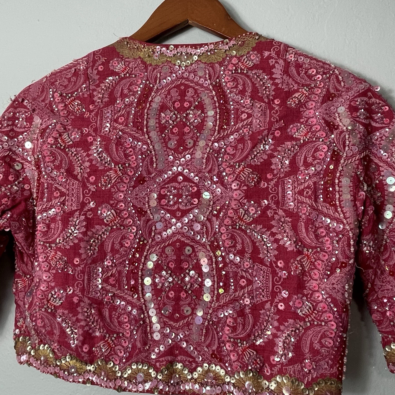 Bonwit Teller True Vintage Sequined Pink Womens Top Small Embellished Rare