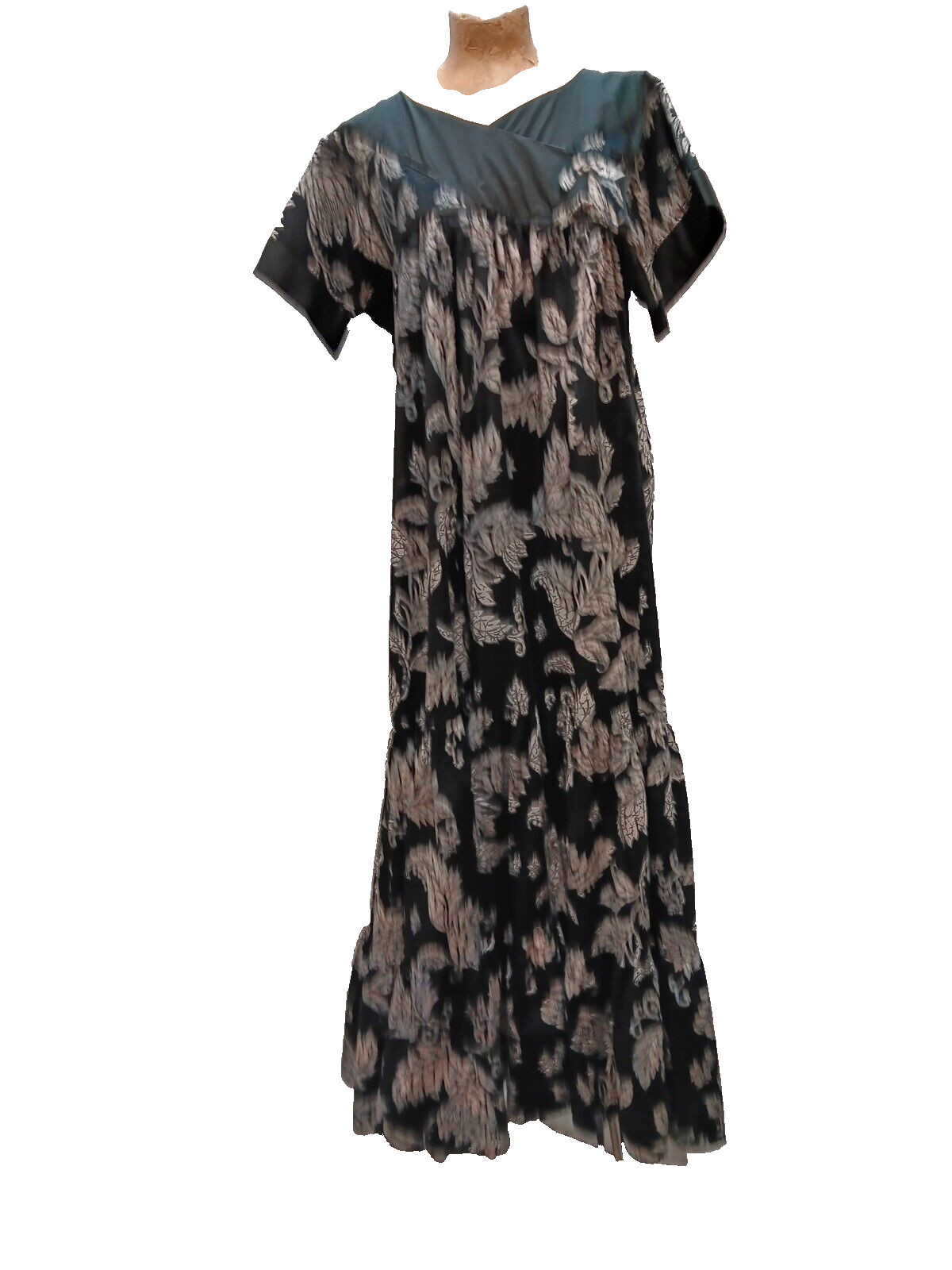 Vintage 1980’s Balck Gray White Cotton Hawaiian Dress by Good Times Size L