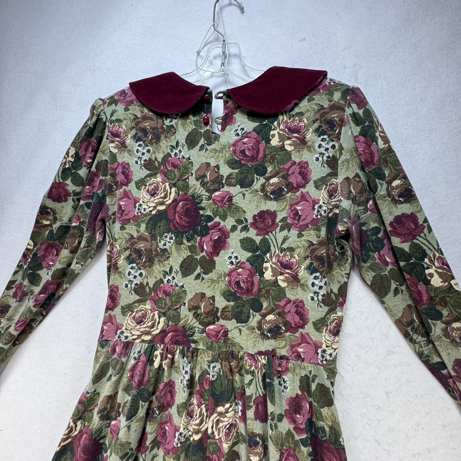 Vintage 80s LANZ Originals Floral Cottagecore Prairie MIDI Dress Size Medium