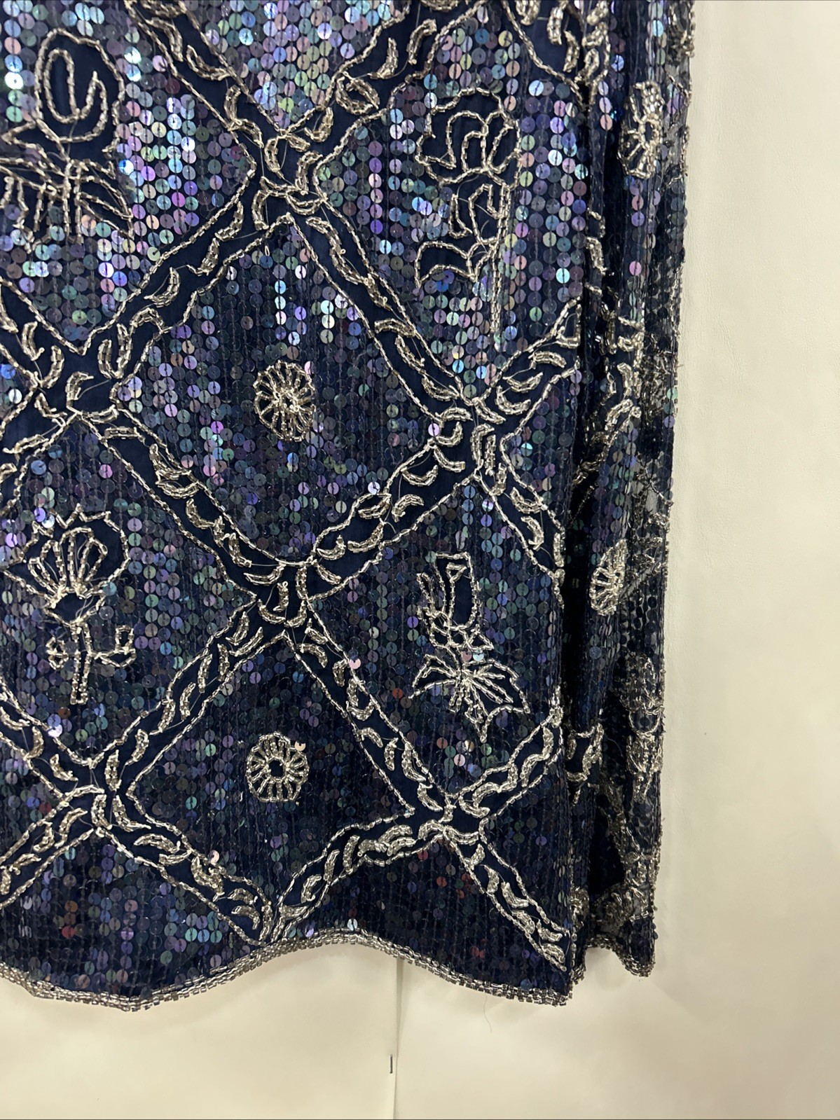 GLAM 80s Vintage I. Magnin Silk Party Cocktail Evening Top XS Shiny Beaded Hand