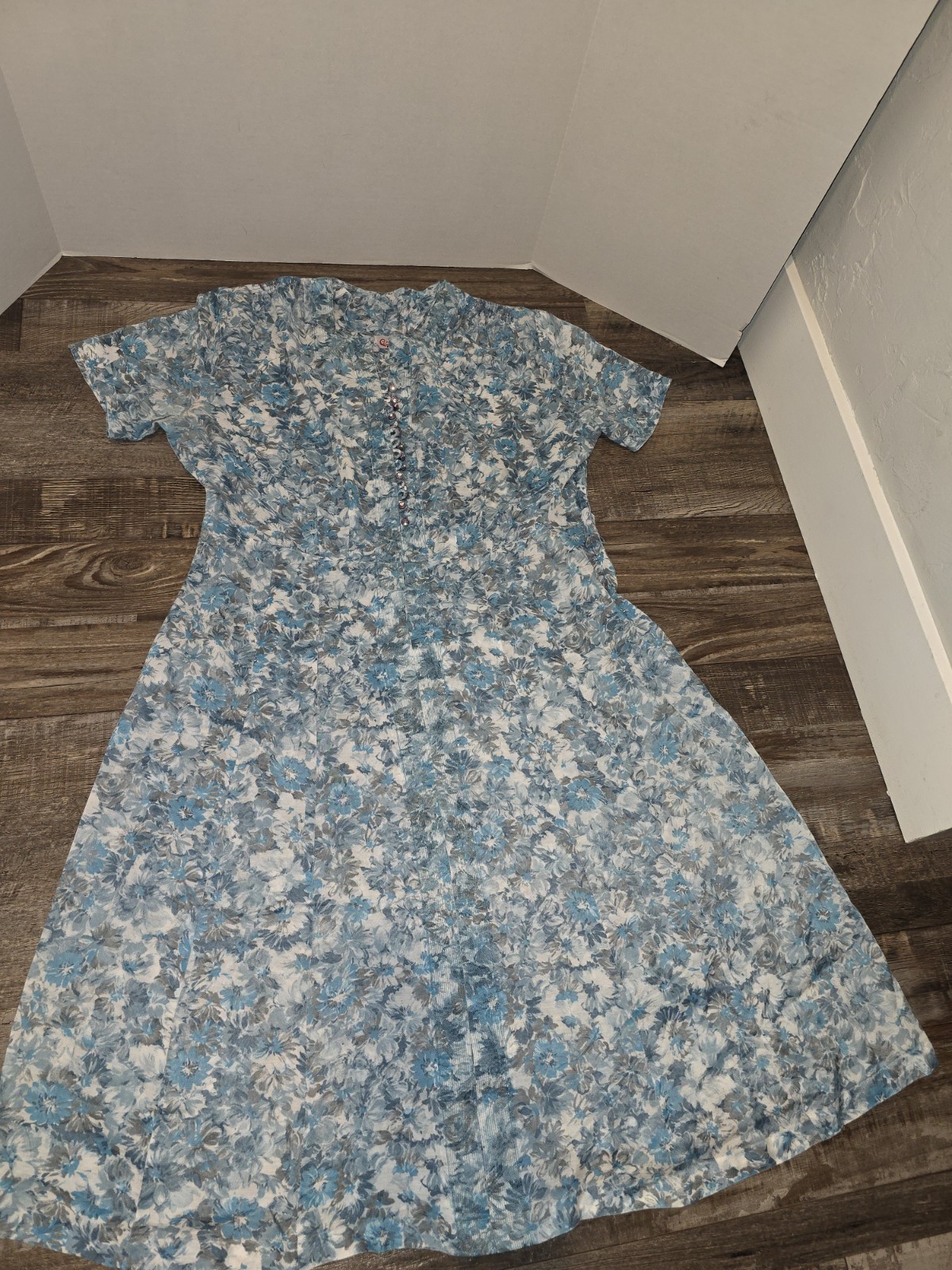Vintage by Caldwell Casuals Blue Floral Print Dress #68