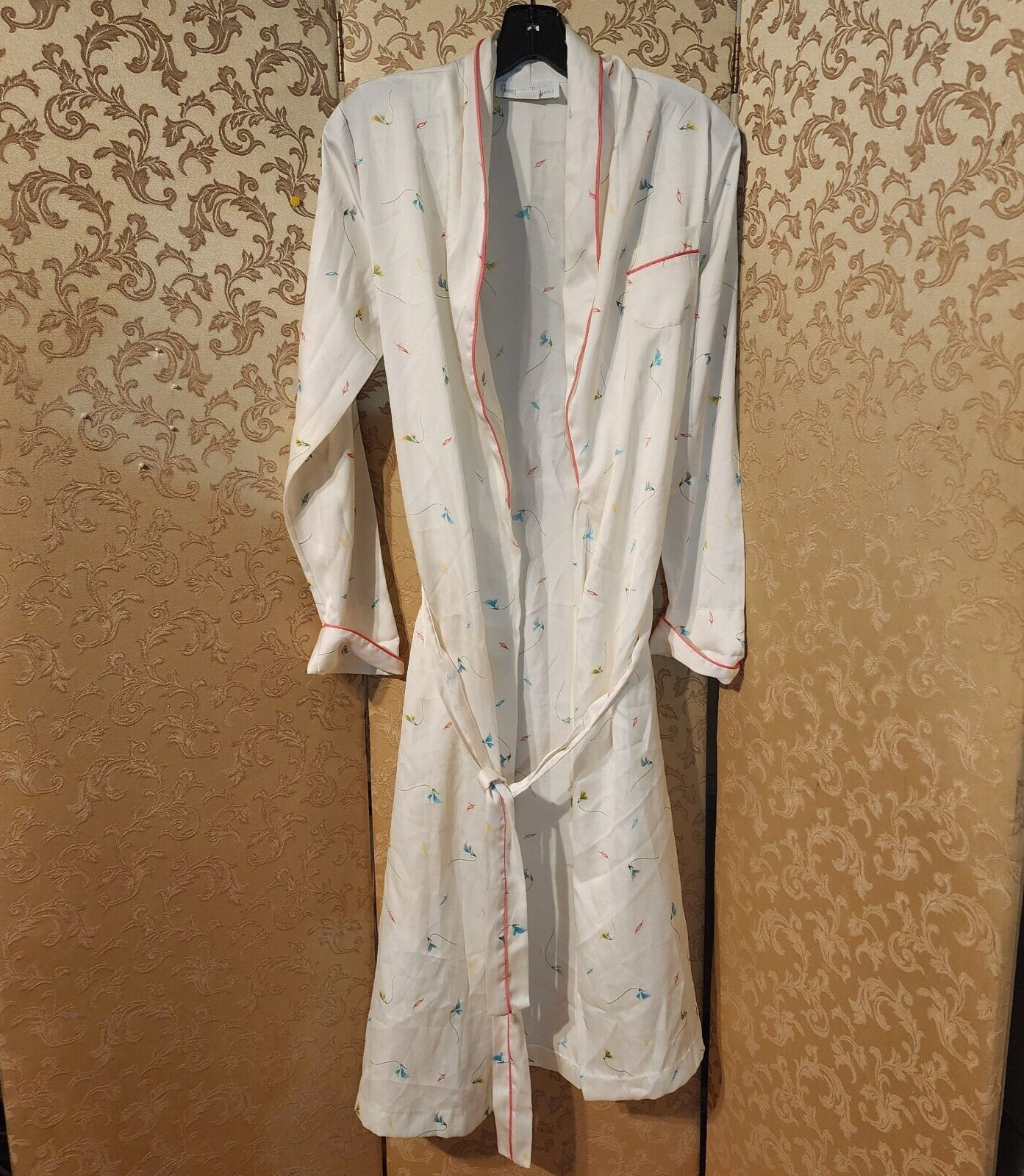 Georgette Trabolsi Vintage Ivory Multi-Color Floral Nightgown + Robe Size M