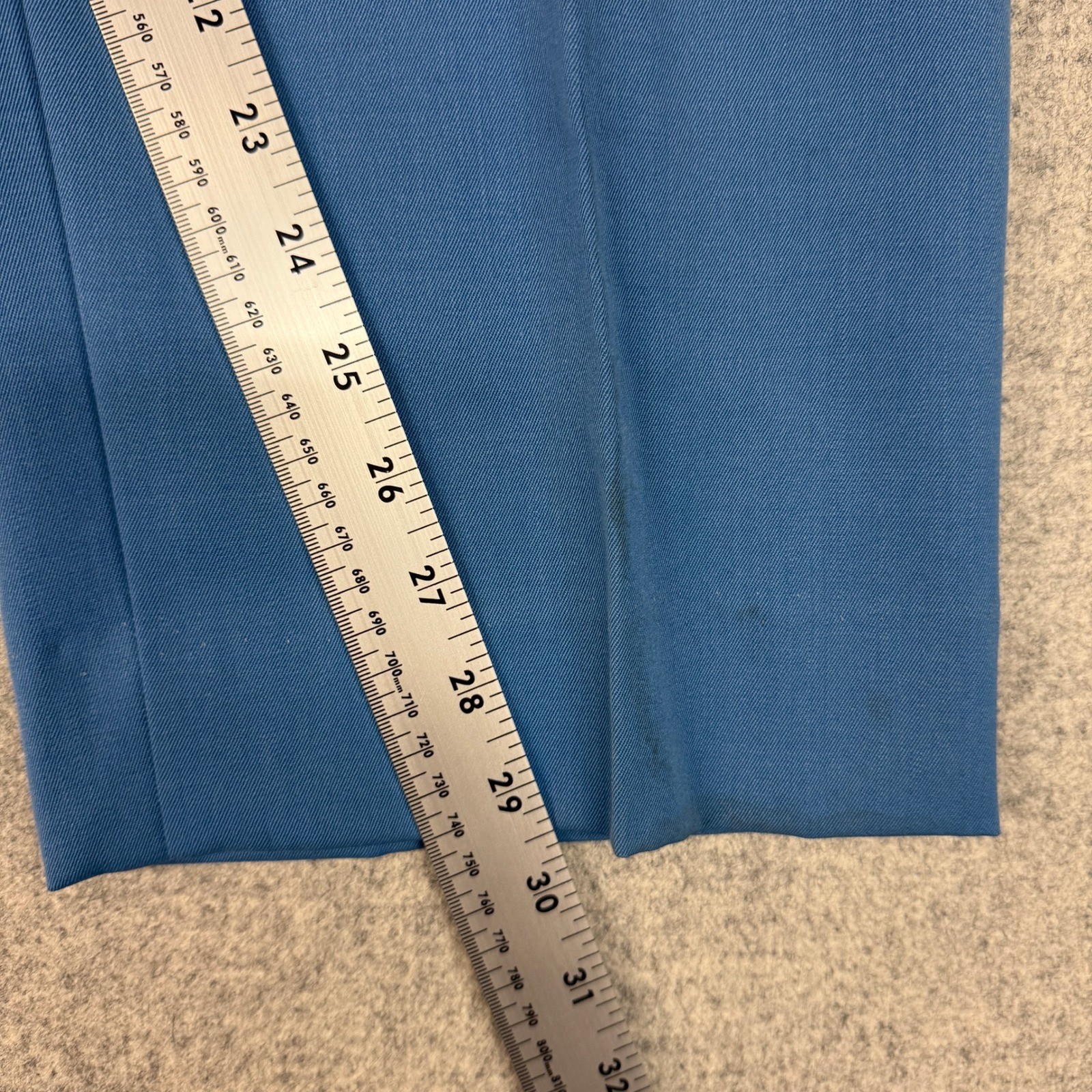 Vintage Blue Pant Suit Set Jacket & Trousers Gold Crest Buttons Professional 2PC