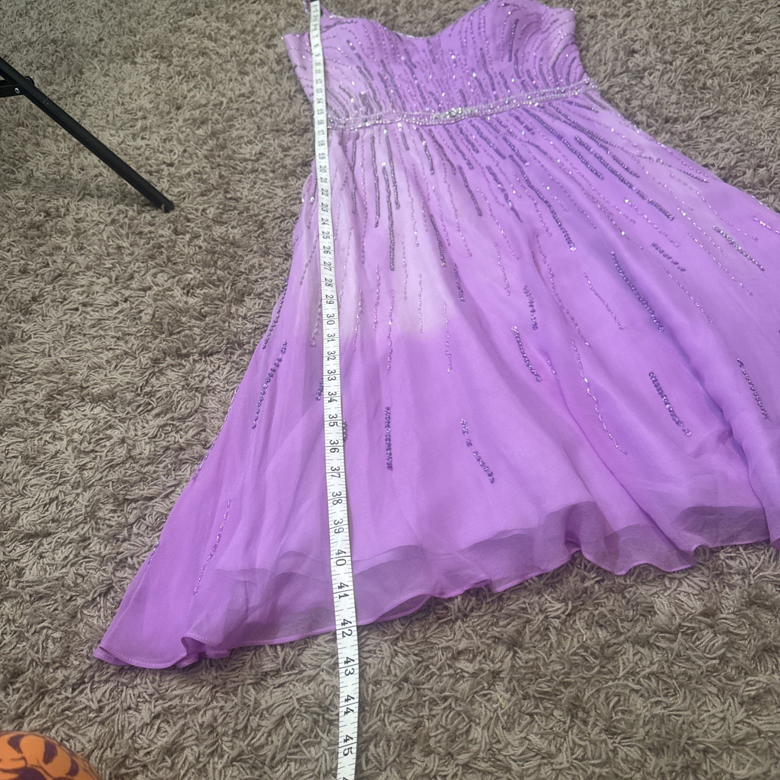 Vintage Y2K Formal Dress Purple Beaded Sequins Lavender Gown By XCite Women’s 12