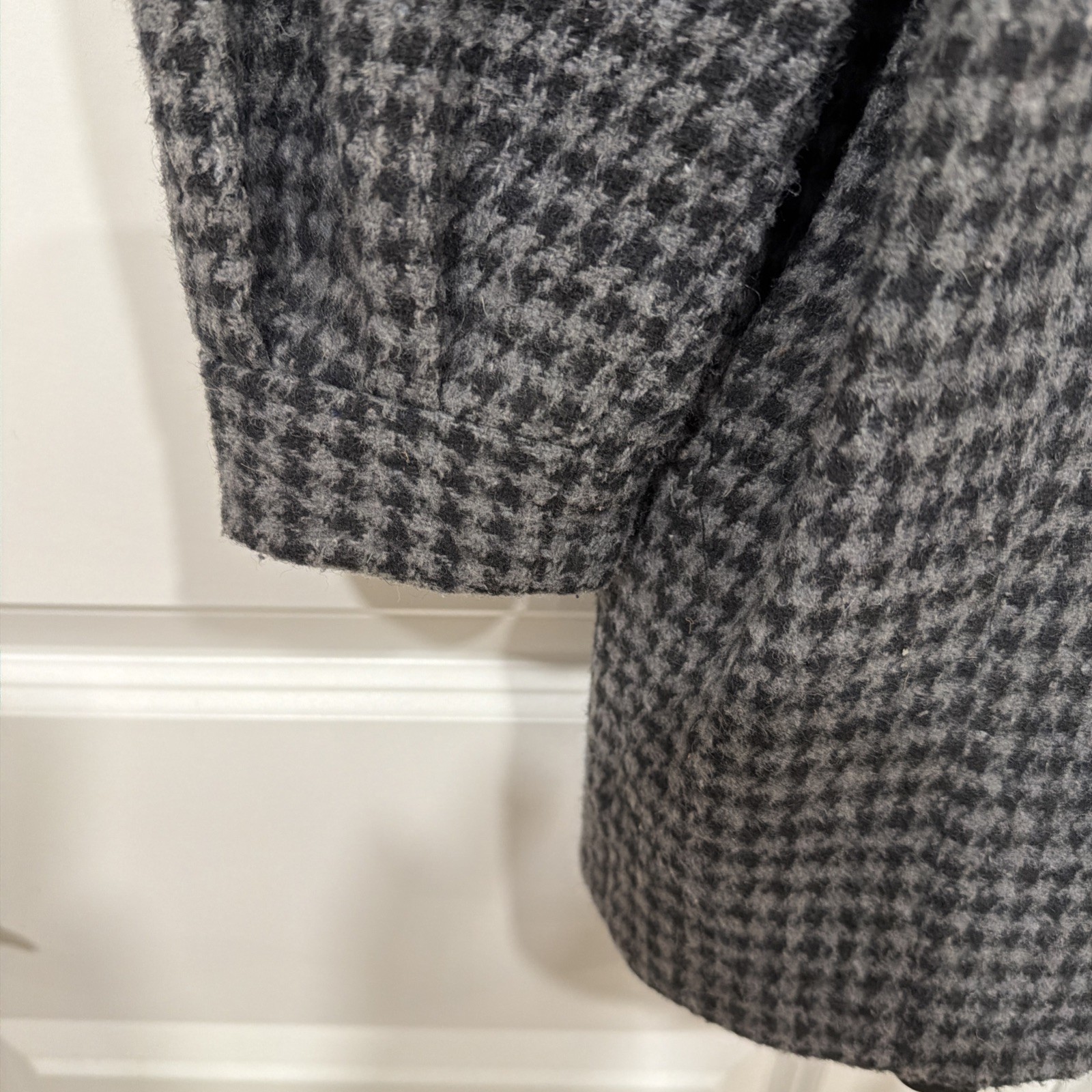 VTG Learsi Wool Houndstooth Blazer Jacket Gray Black Oversized 80s 90s Size 9