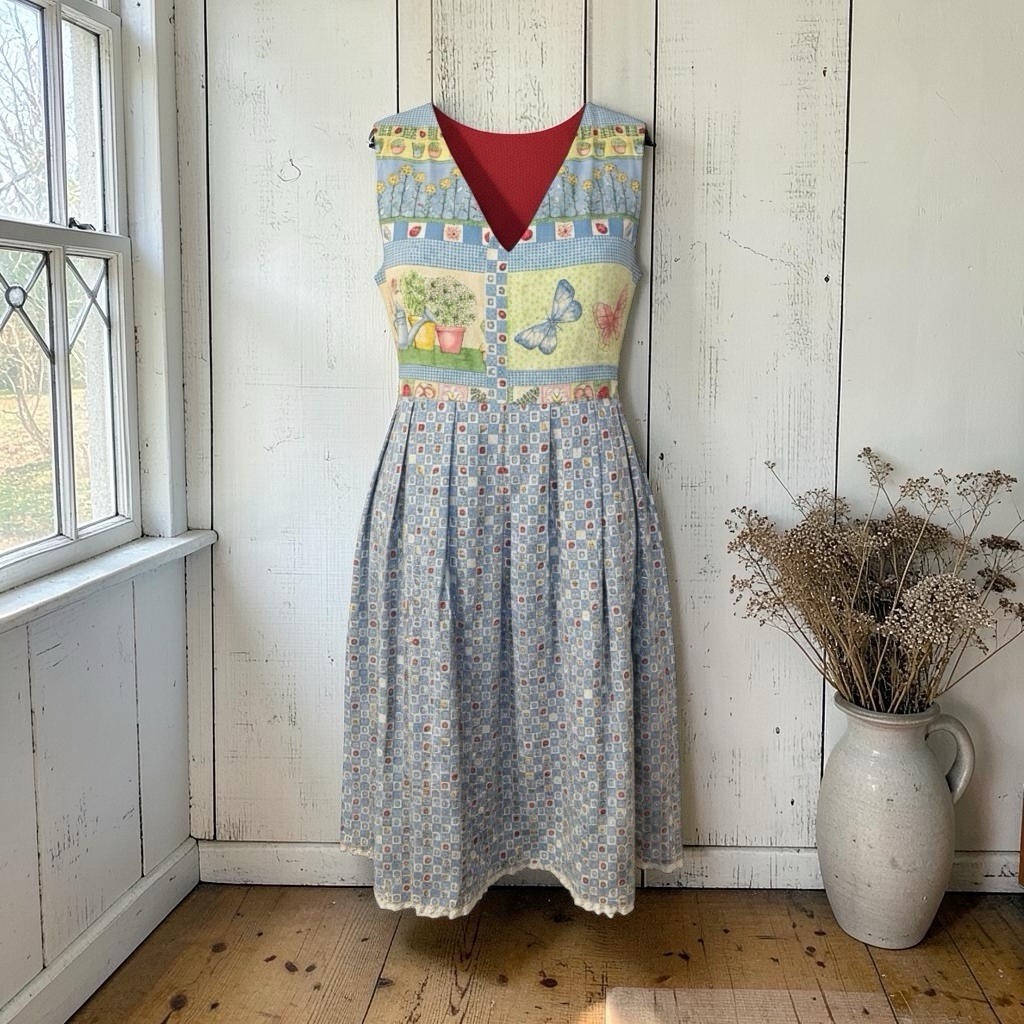 Vintage 90s Handmade Reversible Jumper XL Prairie Teacher Cottage Core