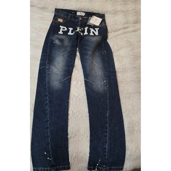 NWT Philipp Plein Junior „Bel Air” Paint Splatter Jeans Size 14 Authentic