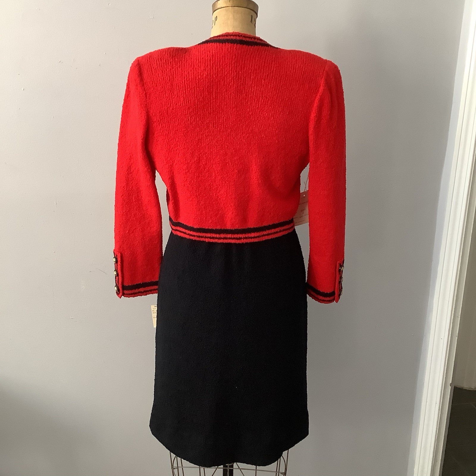 VTG 1980’s Pat Sandler for Wellmore Red BLK. Knit 2pc Dress SZ. 8 MINT Orig. 440