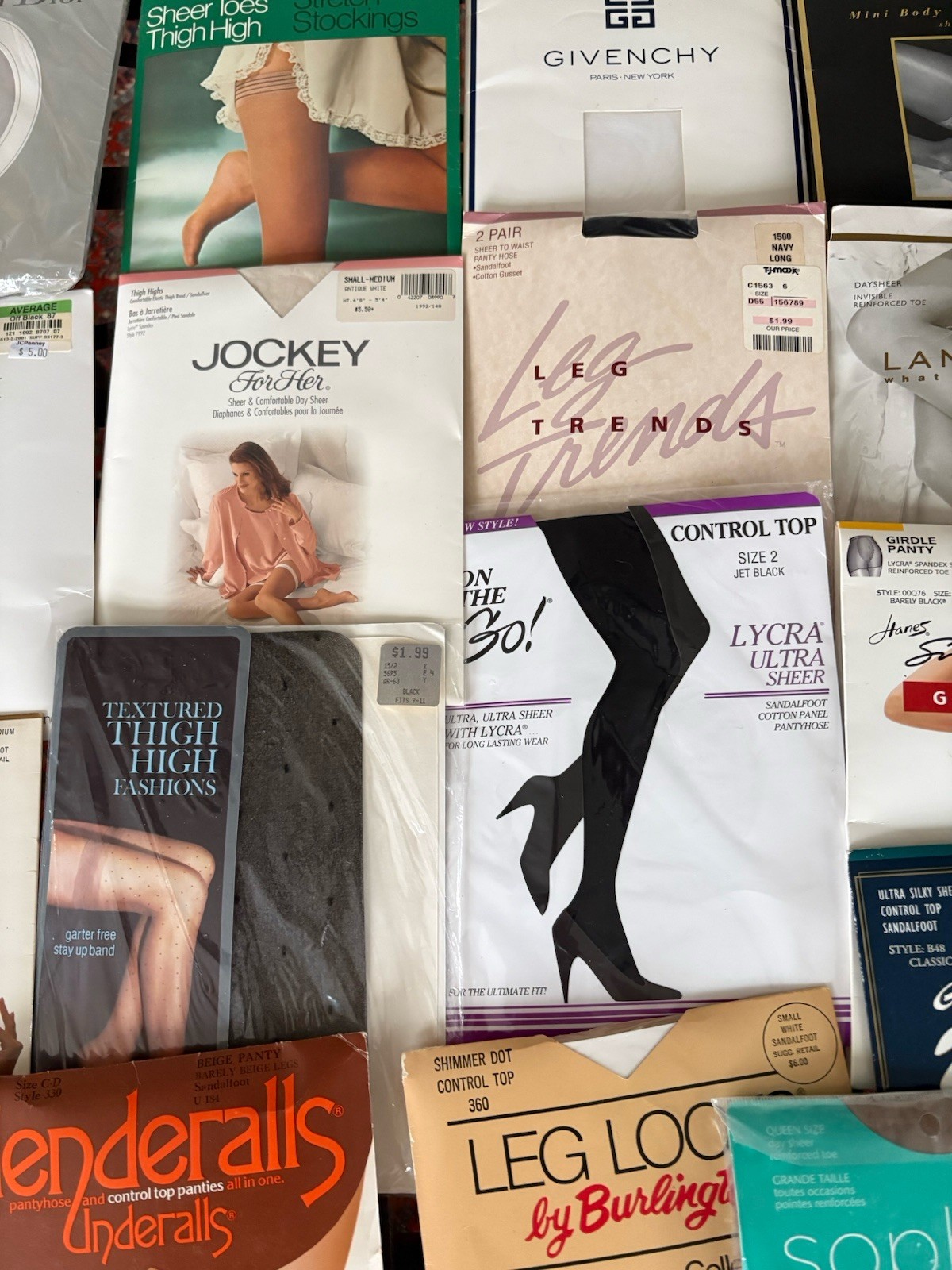 Lot of 27 Pairs of Vintage Pantyhose And Thigh High Mixed Colors Sizes Styles