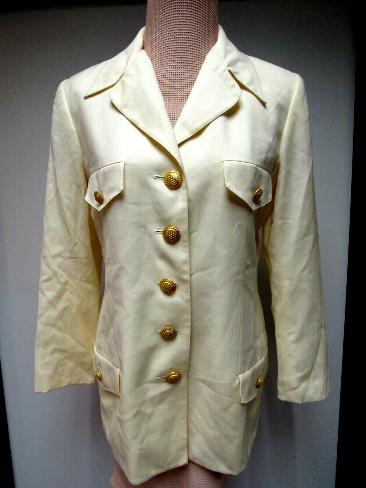 VTG CARLISLE Wool Jacket Lined Yellow Butter Cream Hong Kong 10 M L EUC