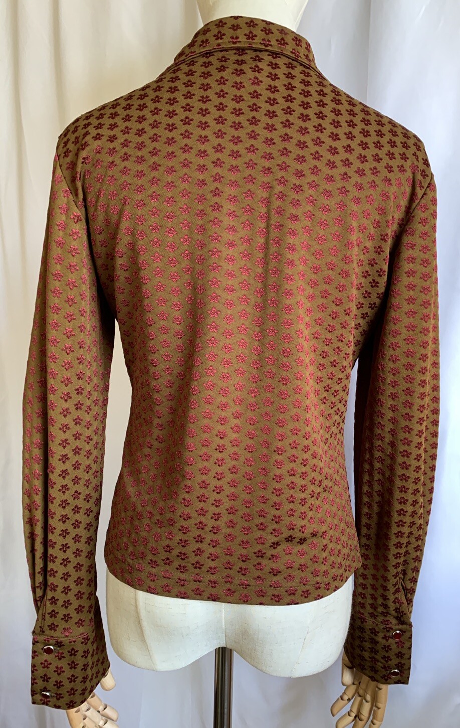 90s does 70s Chartreuse Fuchsia Flower Power Shirt Blouse Touch Me USA Retro M