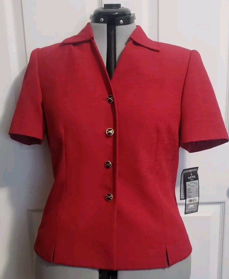 Kasper for ASL Vintage Pimento Red Blazer size 6 Shoulder Pads New NWT