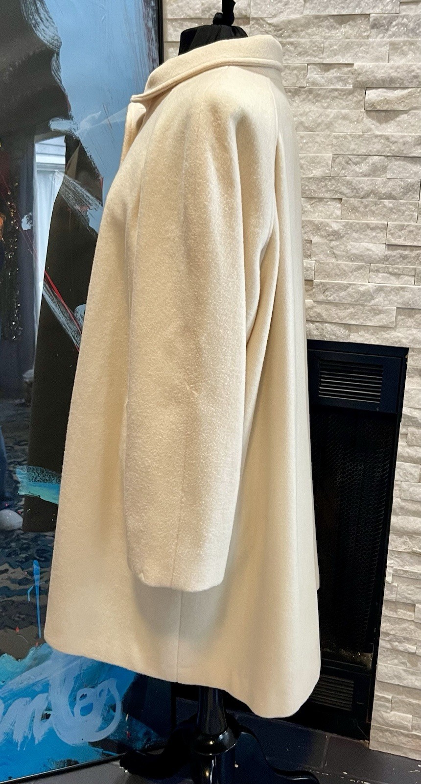 Vintage Herman Kay Wool Swing Coat Ivory White Size 16 Mary Tyler Moore Jackie O