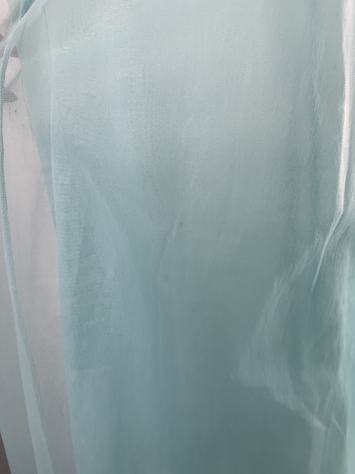 VTG Texsheen Lingerie Chiffon Green Blue Nightgown Dress Nylon Sheer Lace 32
