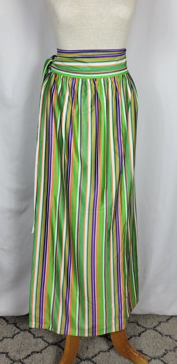Vtg 60s striped mod hippie skirt green orange purple sz s/m