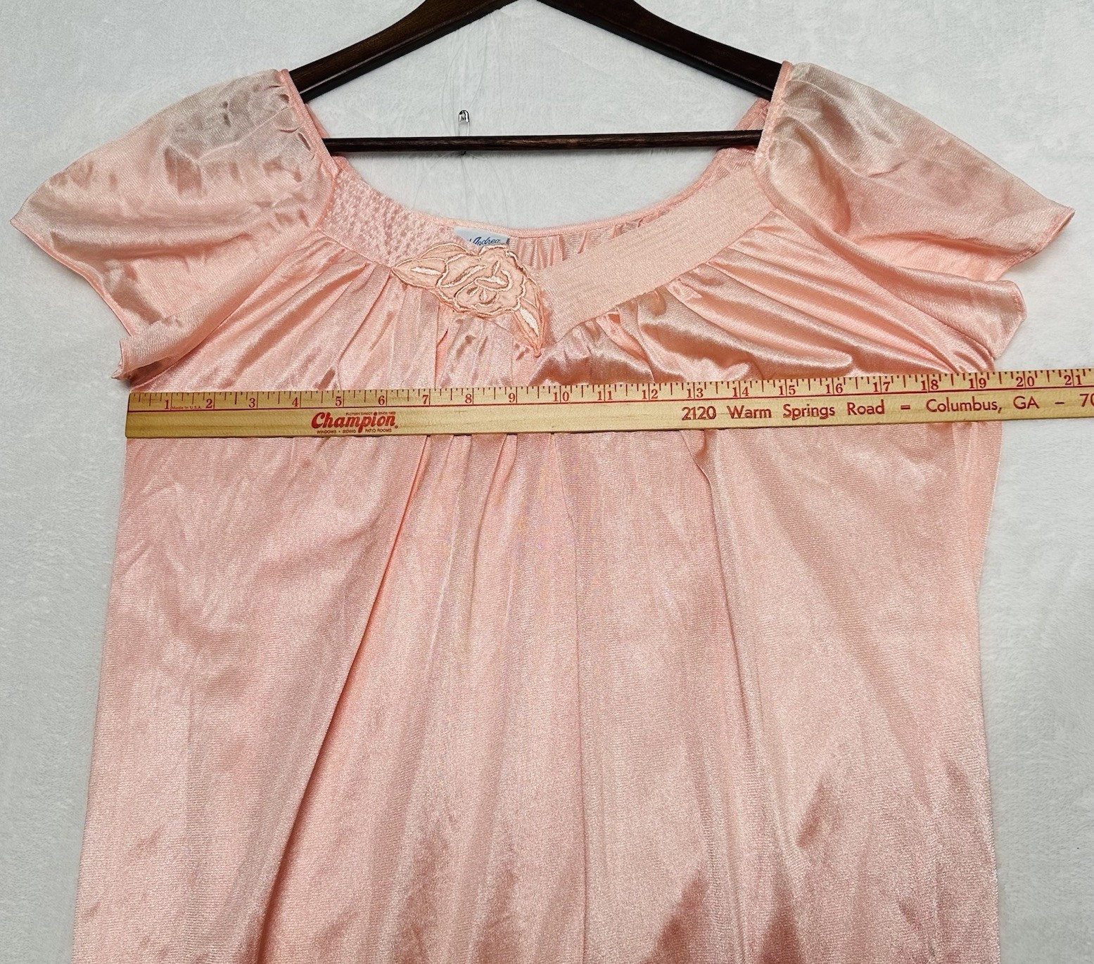 VTG Jill Andrea Of New York Pink Nylon V-Neck Nightgown Gown Negligee Sz Medium