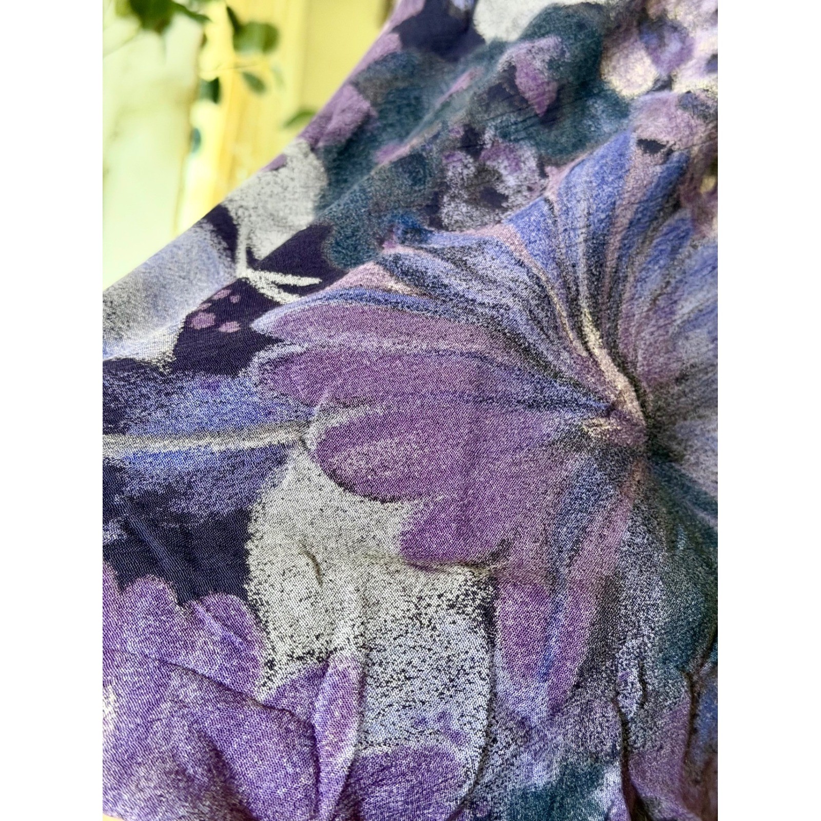 90s Vintage Moody Botanical Floral Scoop Neck Shift Dress XL
