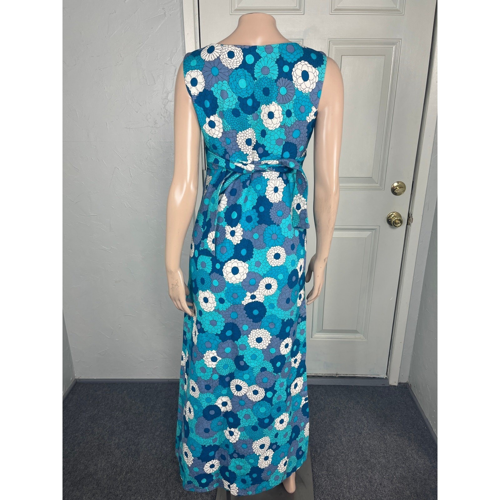 Vintage 60s 70’s Eleu Hawaii Women’s Dress Hawaiian Floral Retro Maxi Cotton YY4