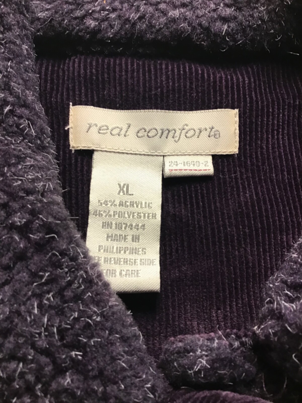 Vintage Real Comforts Button Up Fleece Womens XL 1990s Black