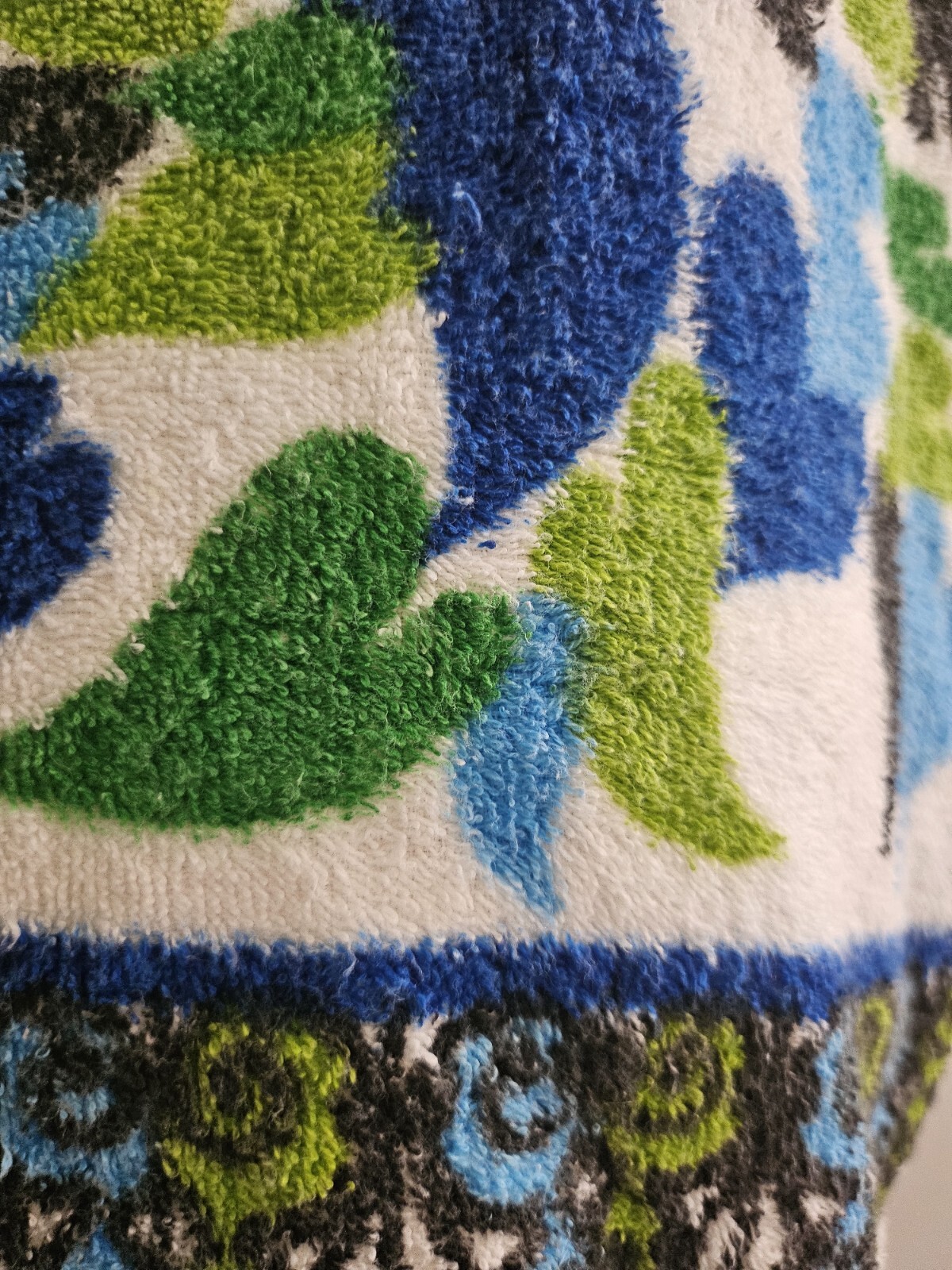 Vintage 60s Terrycloth Beach Coverup Bright Blue Green Unique Design S/M