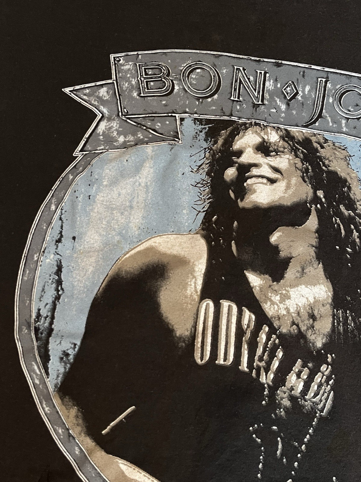 Vintage Bon Jovi T Shirt 1989 New Jersey Beaded Size L Womens Unisex Glam Rock