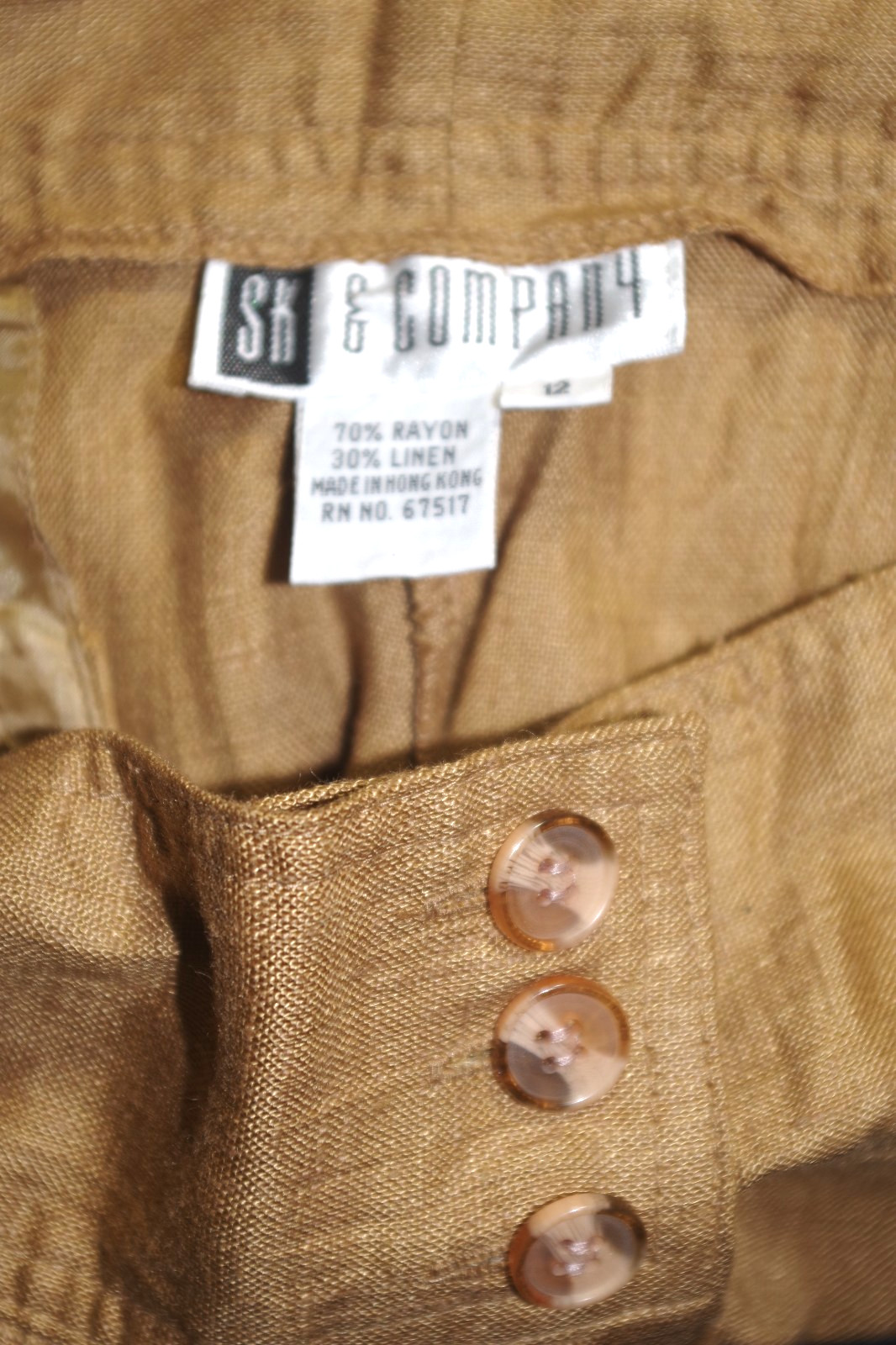 S8 SK & Company NWT Vintage 12 Pleated Trousers Hong Kong Pants Tabacco Road