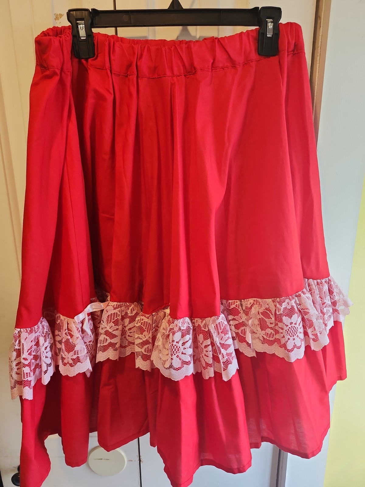 Partners Please! Malco Modes Square Dance Skirt Red White Lace Size Large READ