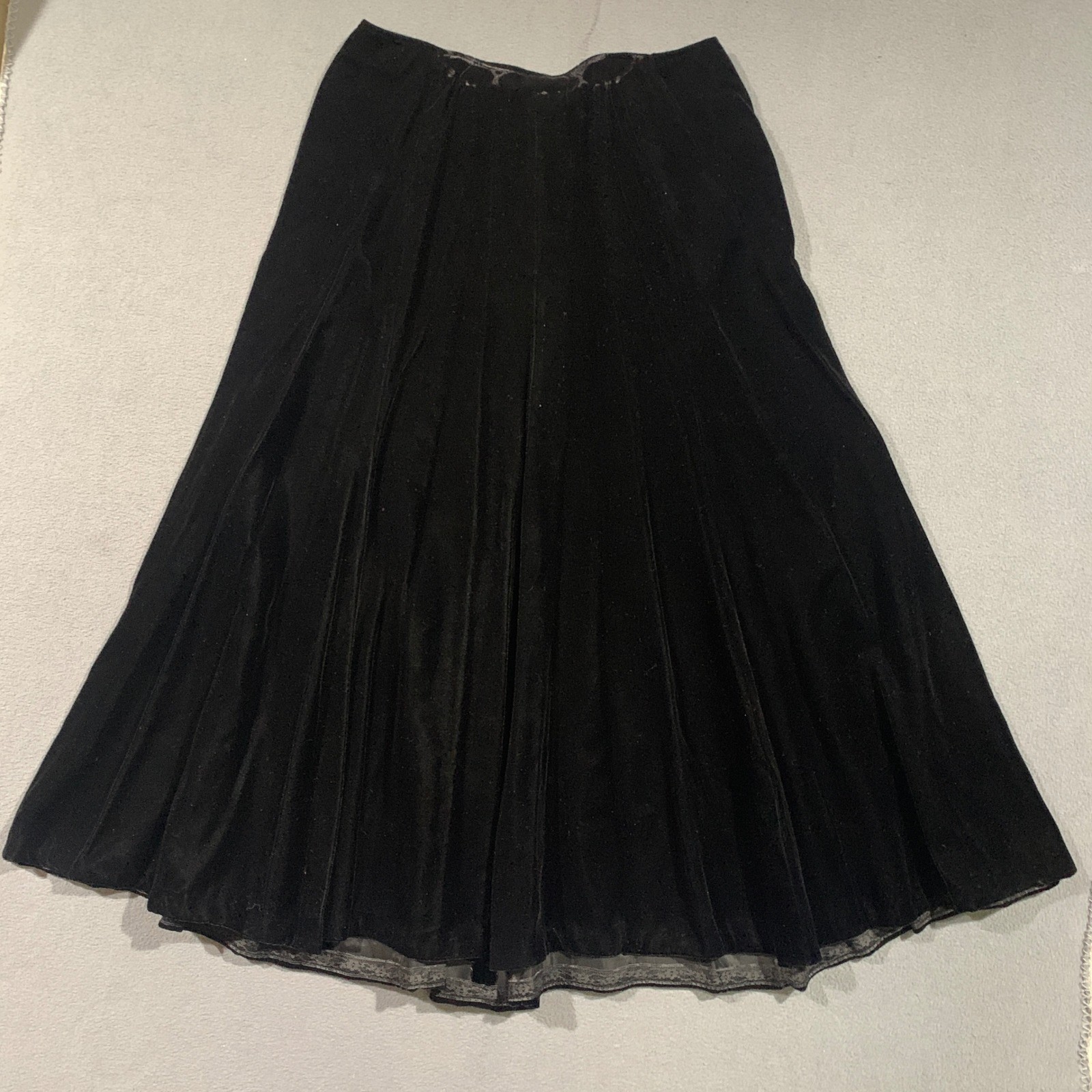 50s Black Velvet Lot Sleeveless Mock Neck Top Maxi Skirt Set Women’s L/XL