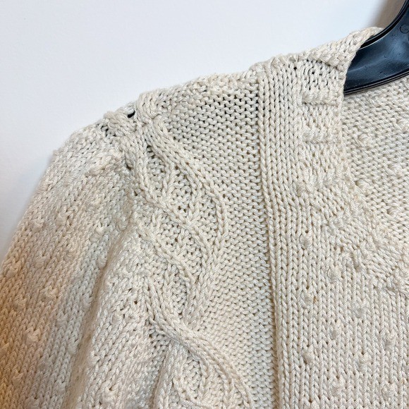 Cotton Cable Knit Sweater Cream Cottagecore