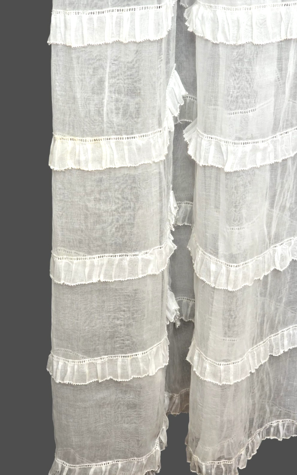 Antique French First Communion Dress Silk Organza Needle Lace Ruffle 1890s
