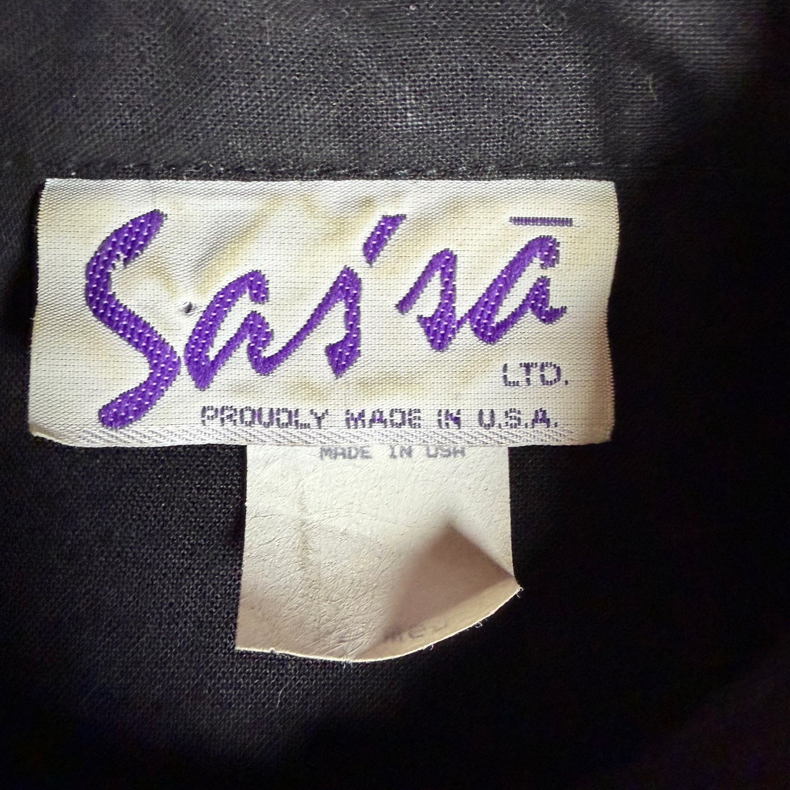 Vtg Sas’sa Western Fringe Cow Print Snap Front Shirt Black Cowhide Yoke Women’s