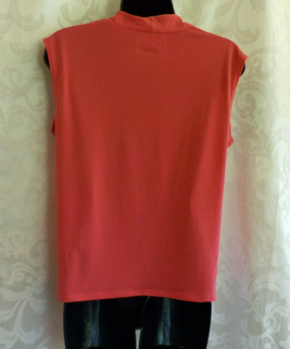 Vintage N Touch Blouse Size PS Coral Scoop Neck Sleeveless Polyester Blend EUC