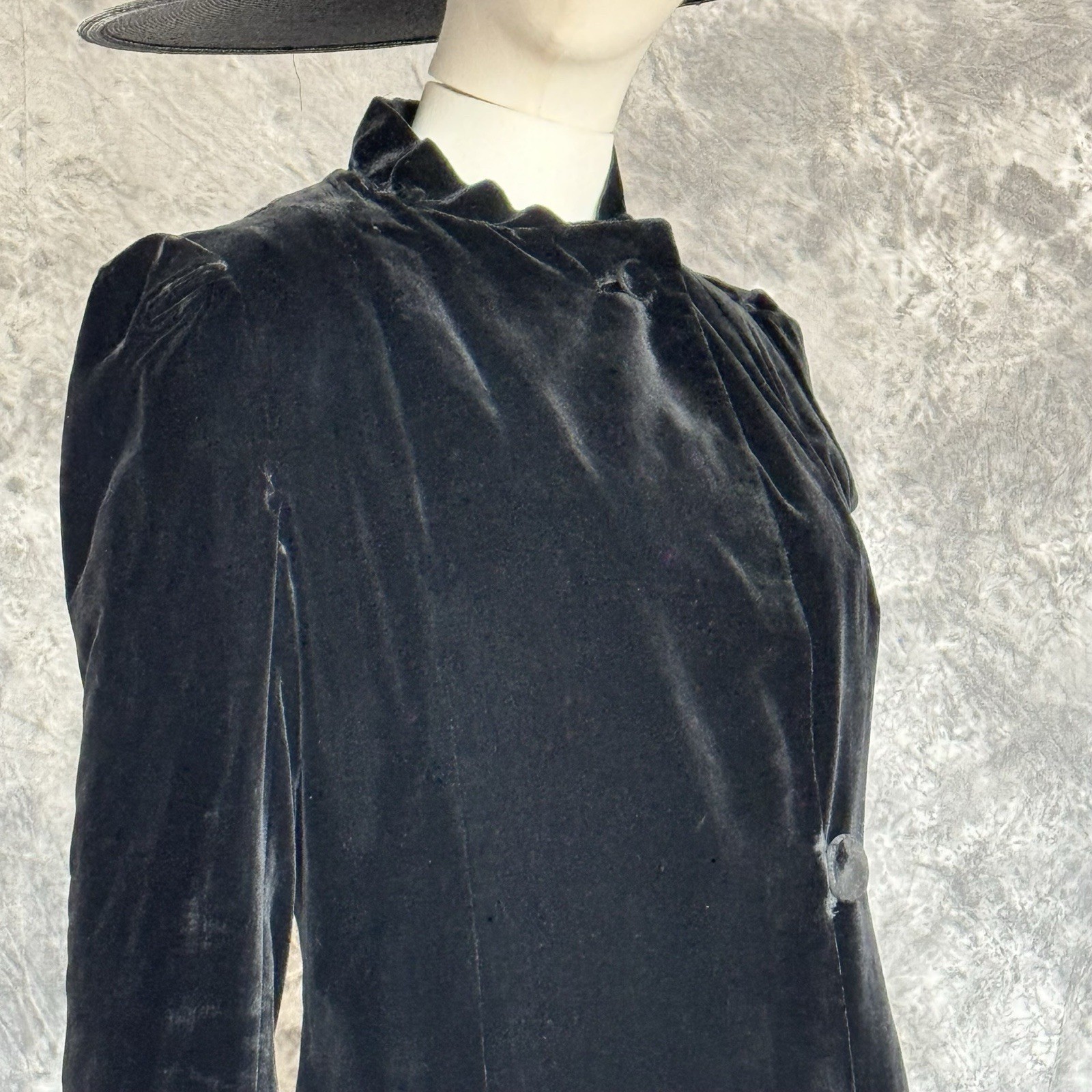 Edwardian Black Silk Velvet Coat Velours du Nord Sony Pictures Opera Jacket