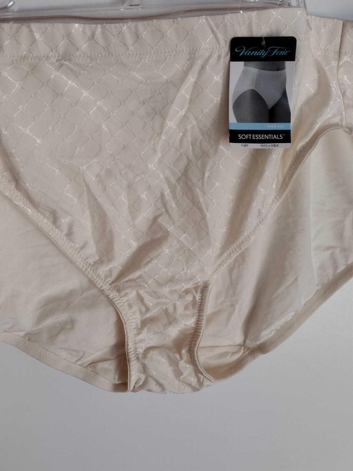 VANITY FAIR 2XL/9 SOFT ESSENTIALS CREAM HIGH-CUT PANTY 13057 NEW WITH TAGS