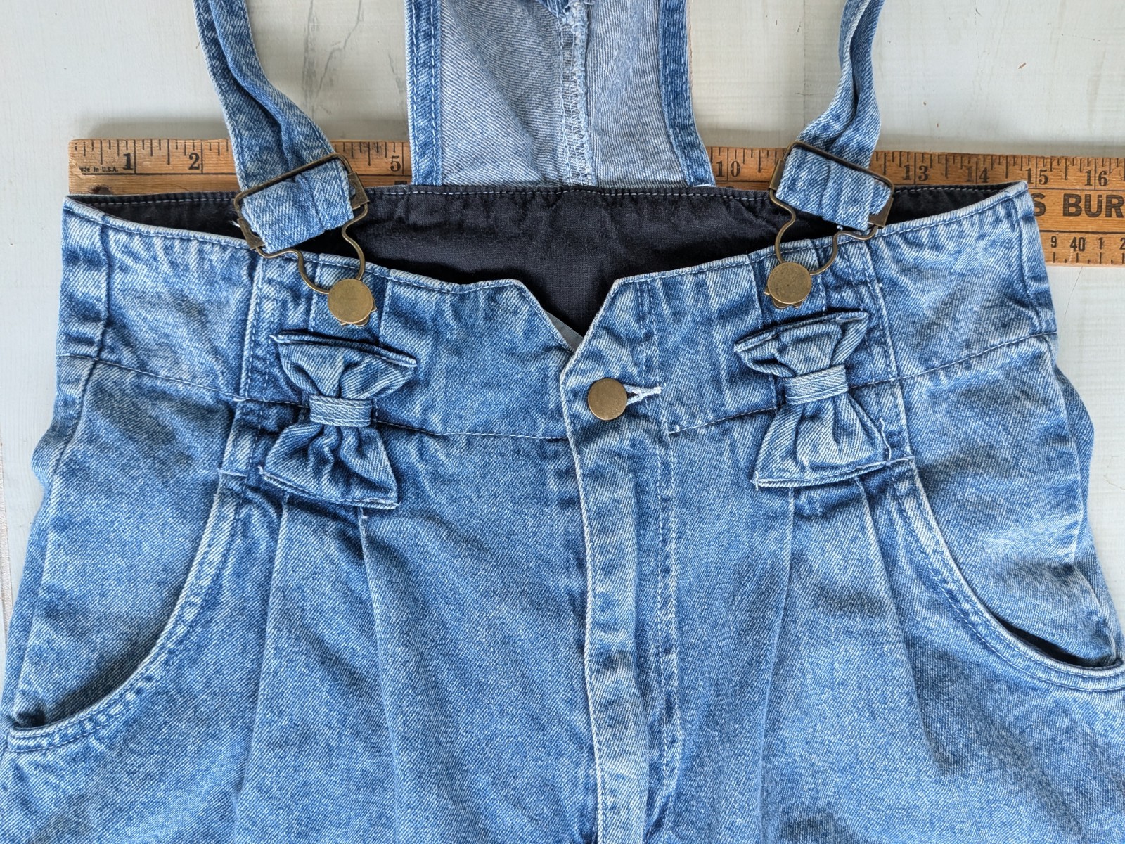 Vintage Avon Fashion Denim Shortalls 80s Overalls Romper Junior Sz 11/12 Cotton
