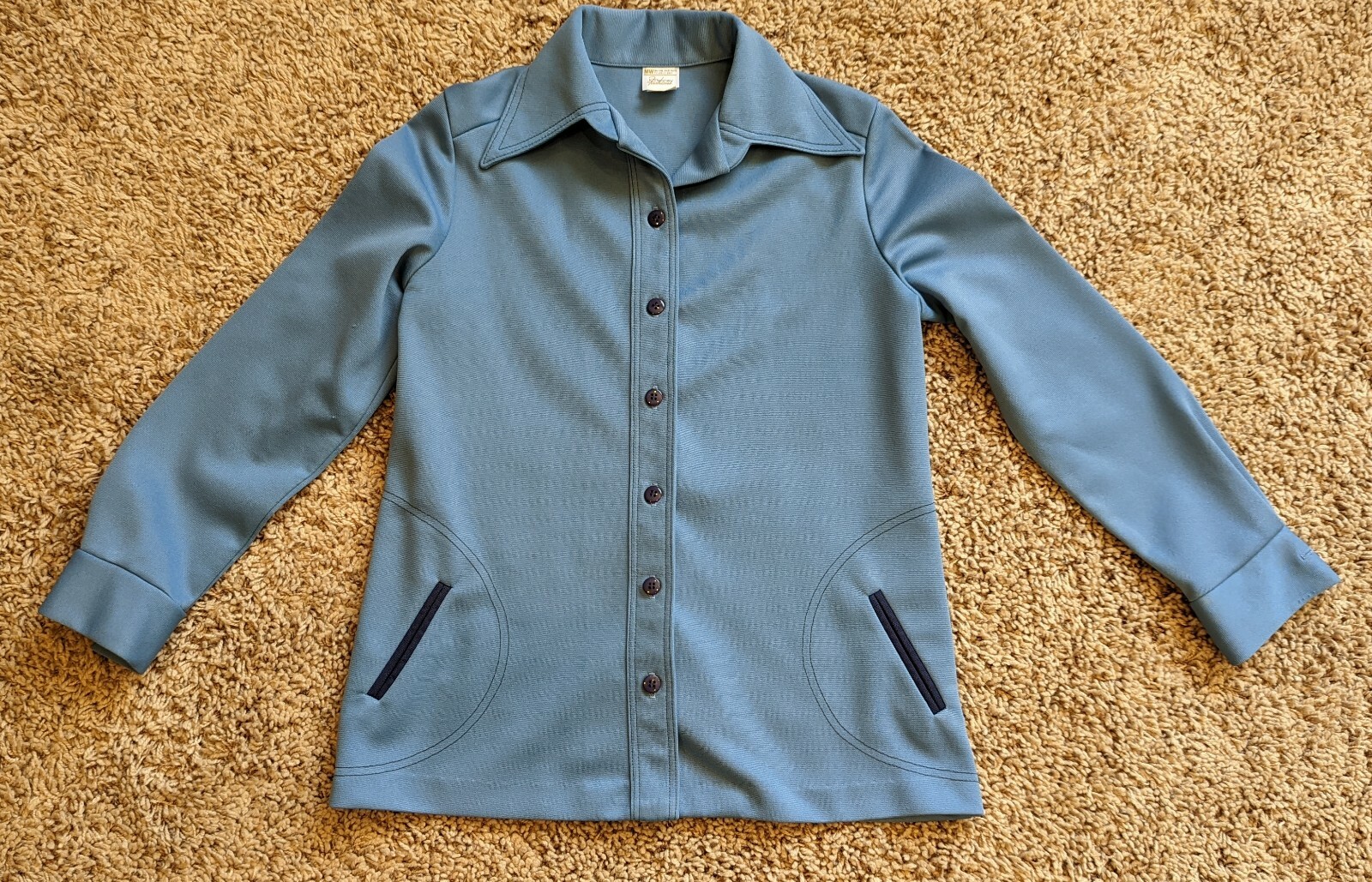 Vintage 70s JC Penny Fashions Leisure Suit Bell Bottom Hippy Retro Blues Sz 12