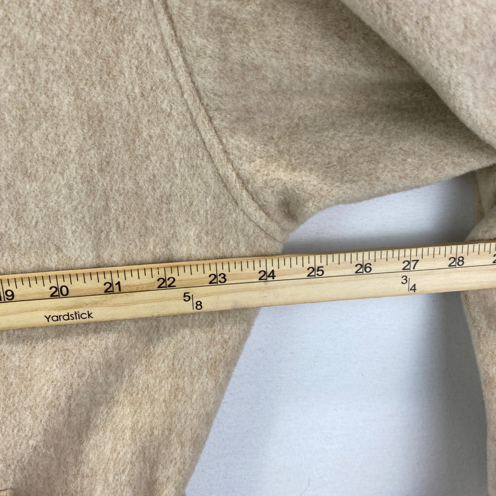 VTG Lorovi Hooded Faux Fur Trim Wool Belted Coat Womens M Beige Made in USA Zip