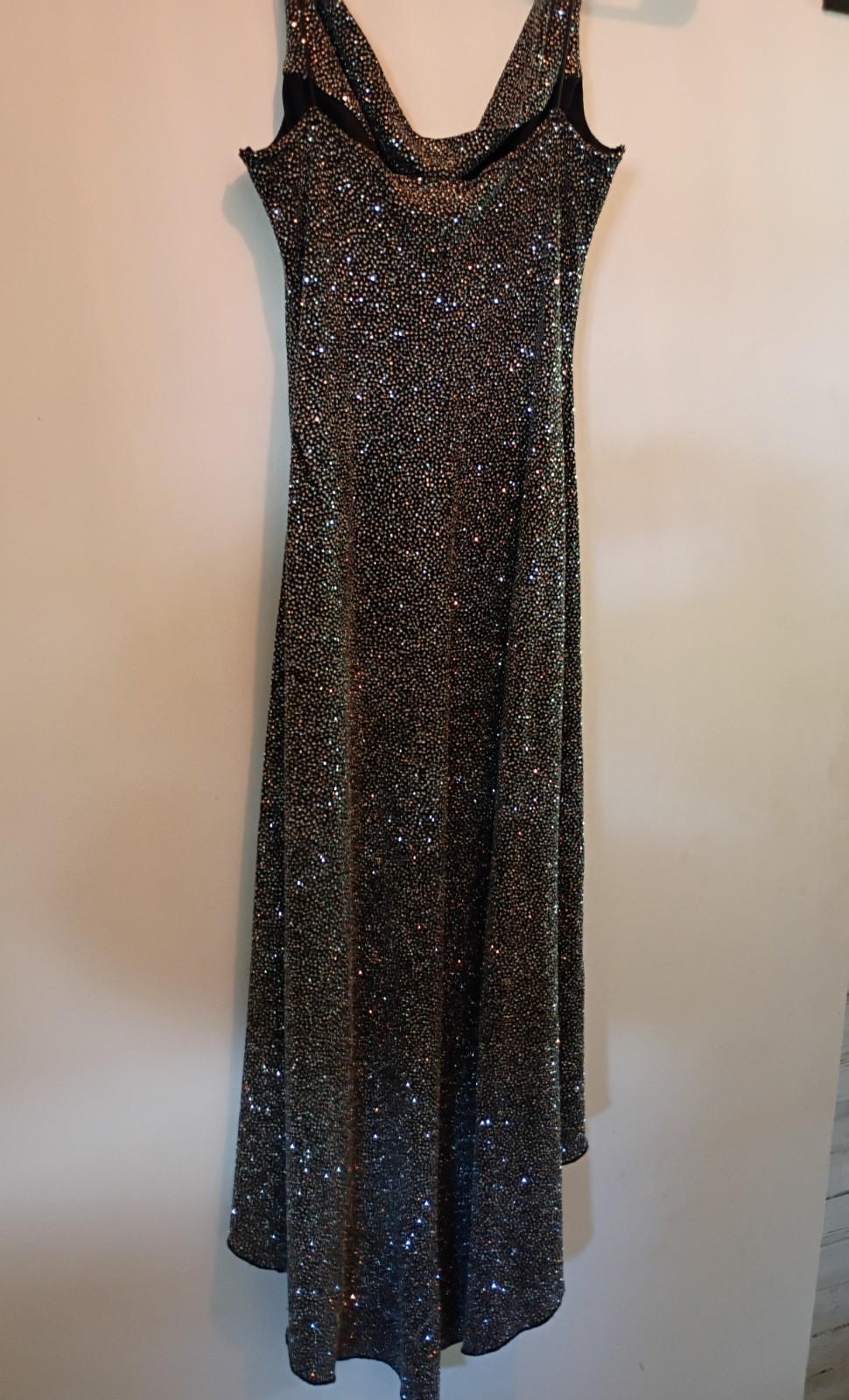 Vintage Jodi Kristopher Black Speckled High-Low Cowl Slip Dress