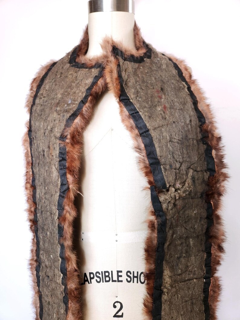 Vintage LONG Mink Fur Collar Cape Capelet Extra Long Fur Stole Shawl Shrug 30s