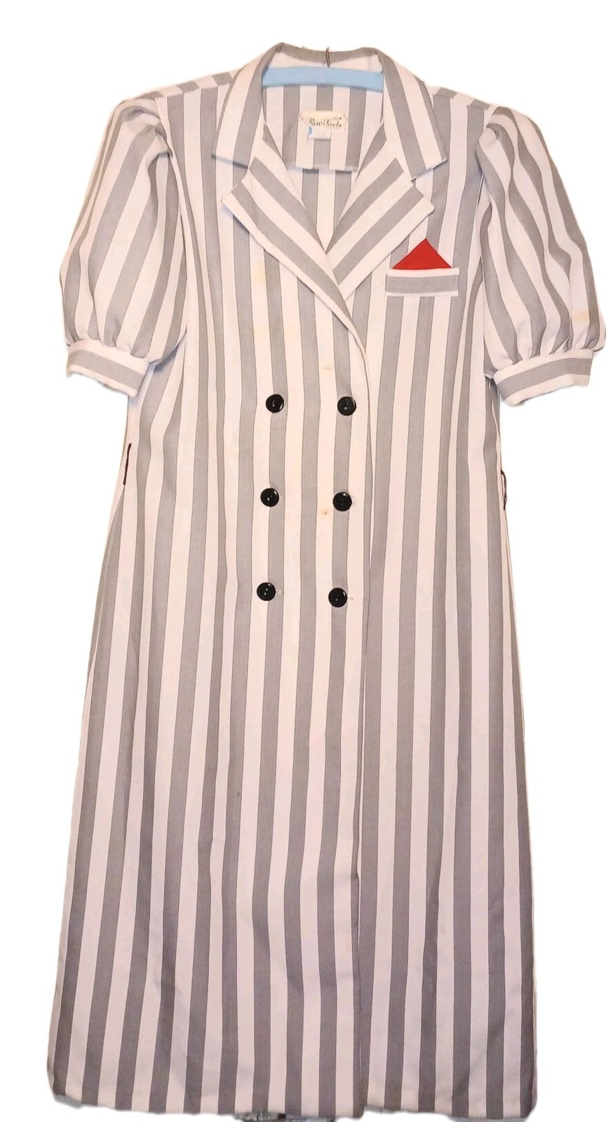 Roe Frocks New York 1970s Vintage Women’s Overcoat – Size 16 – Gray & White