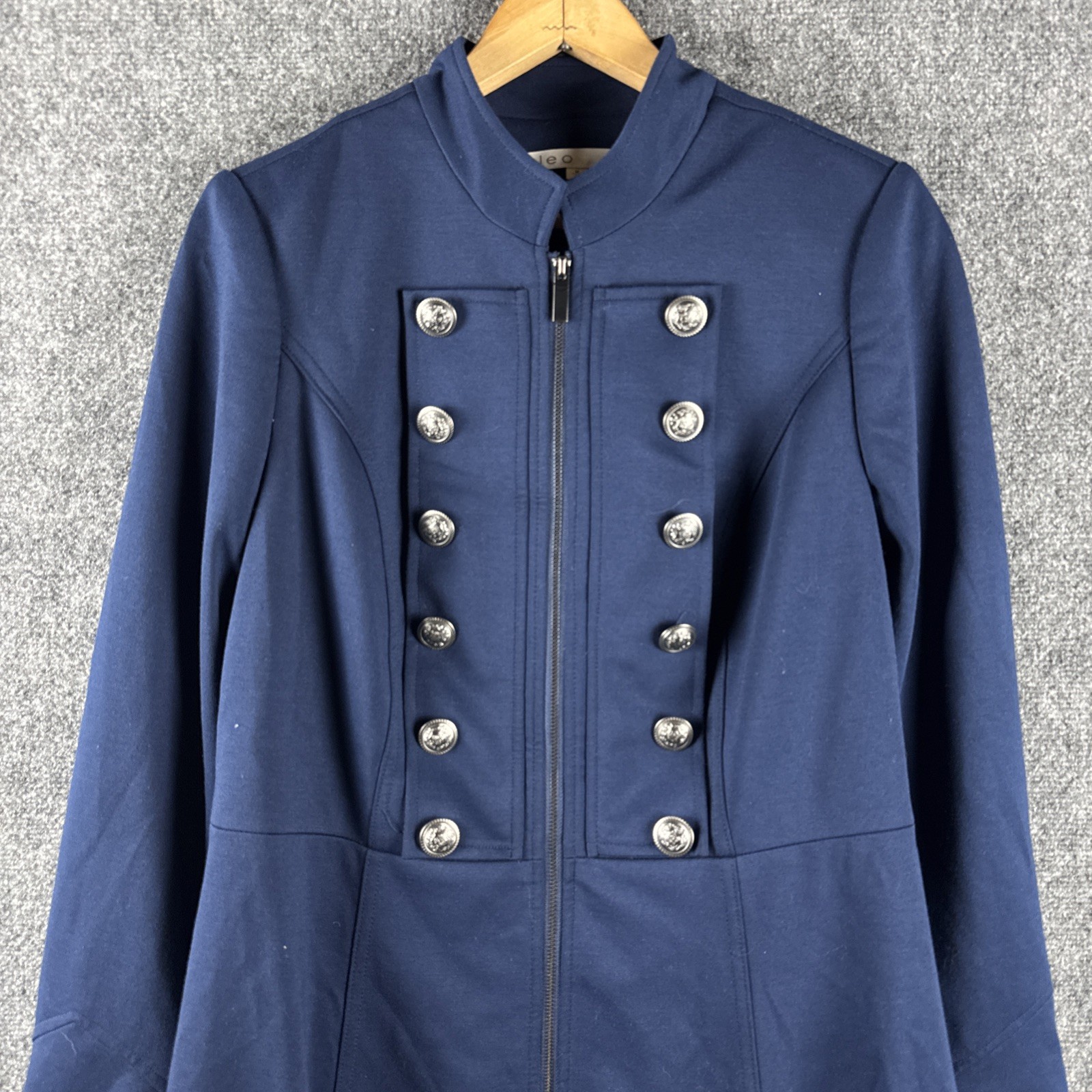 Cleo Navy Blue Button Up Vintage Styled Dress Coat ￼