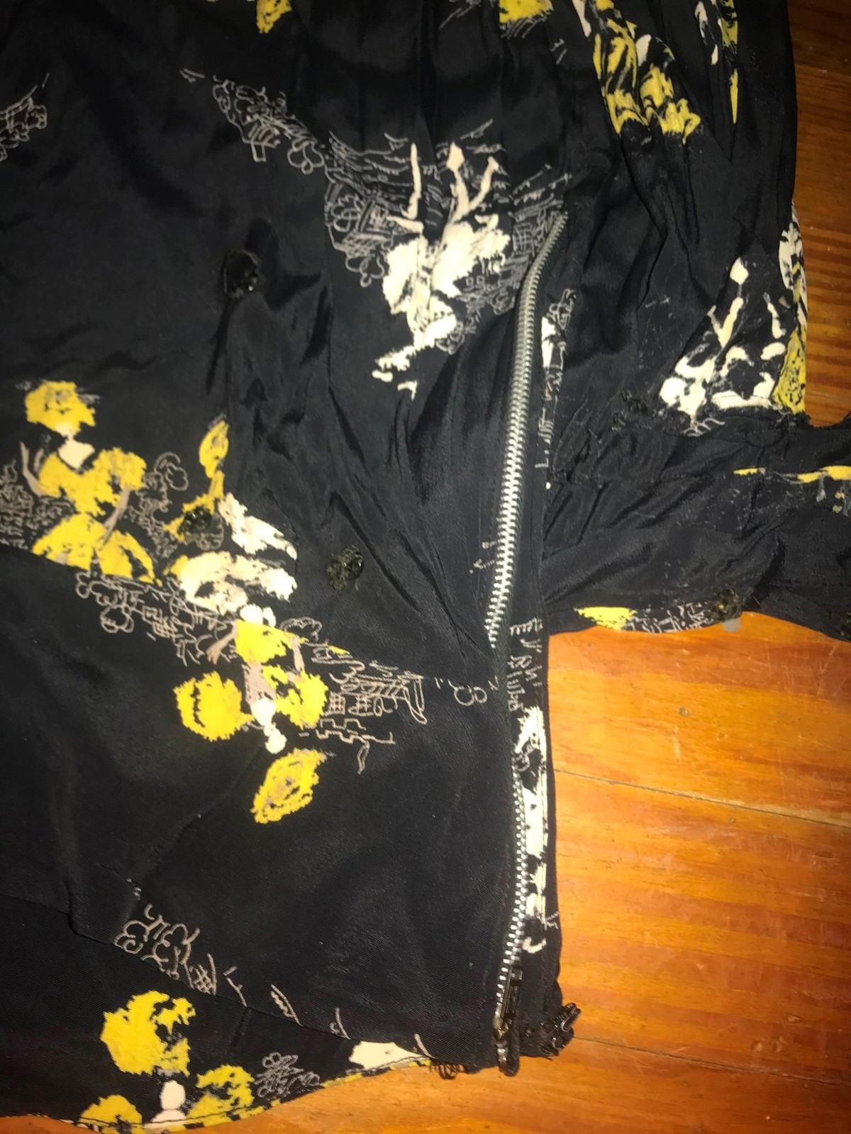 VTG 50S 60S WOMENS S BLACK SIDE ZIP WRAP ASIAN ORIENTAL PRINT DRESS SKIRT