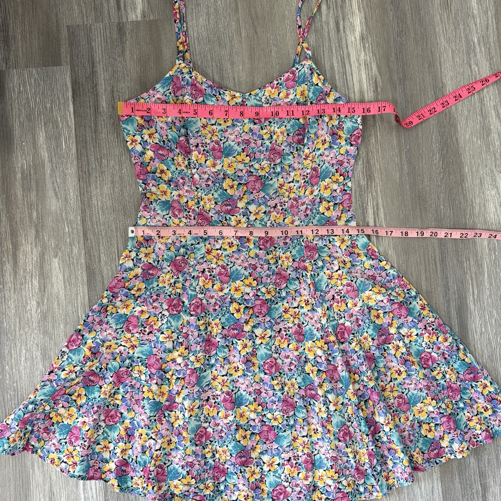 Vintage 90s Shok Floral Mini Dress Size 9 Cottagecore Sundress Summer USA Made