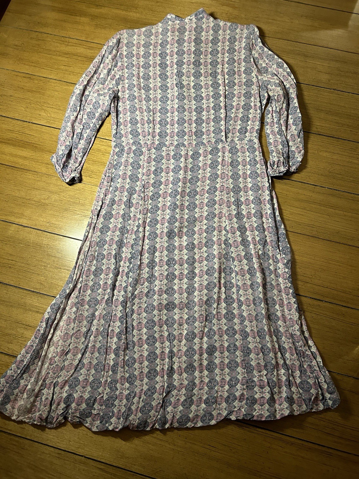 Vintage Rayon Pink Dress With Jeweled Buttons, 27 Inch Waist, Sheer