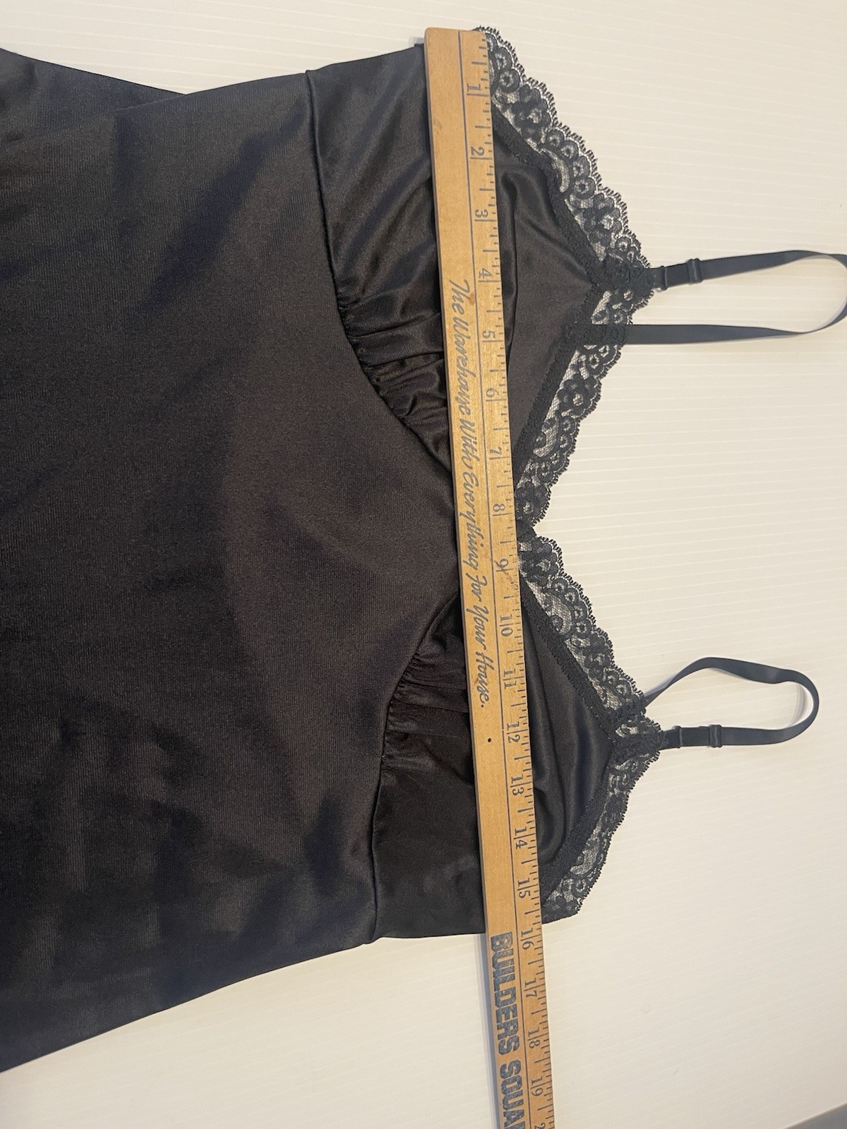 VINTAGE JET BLACK WITH BLACK LACE FIRST LOVE WOMEN’S FULL NYLON SLIP IN SIZE 36