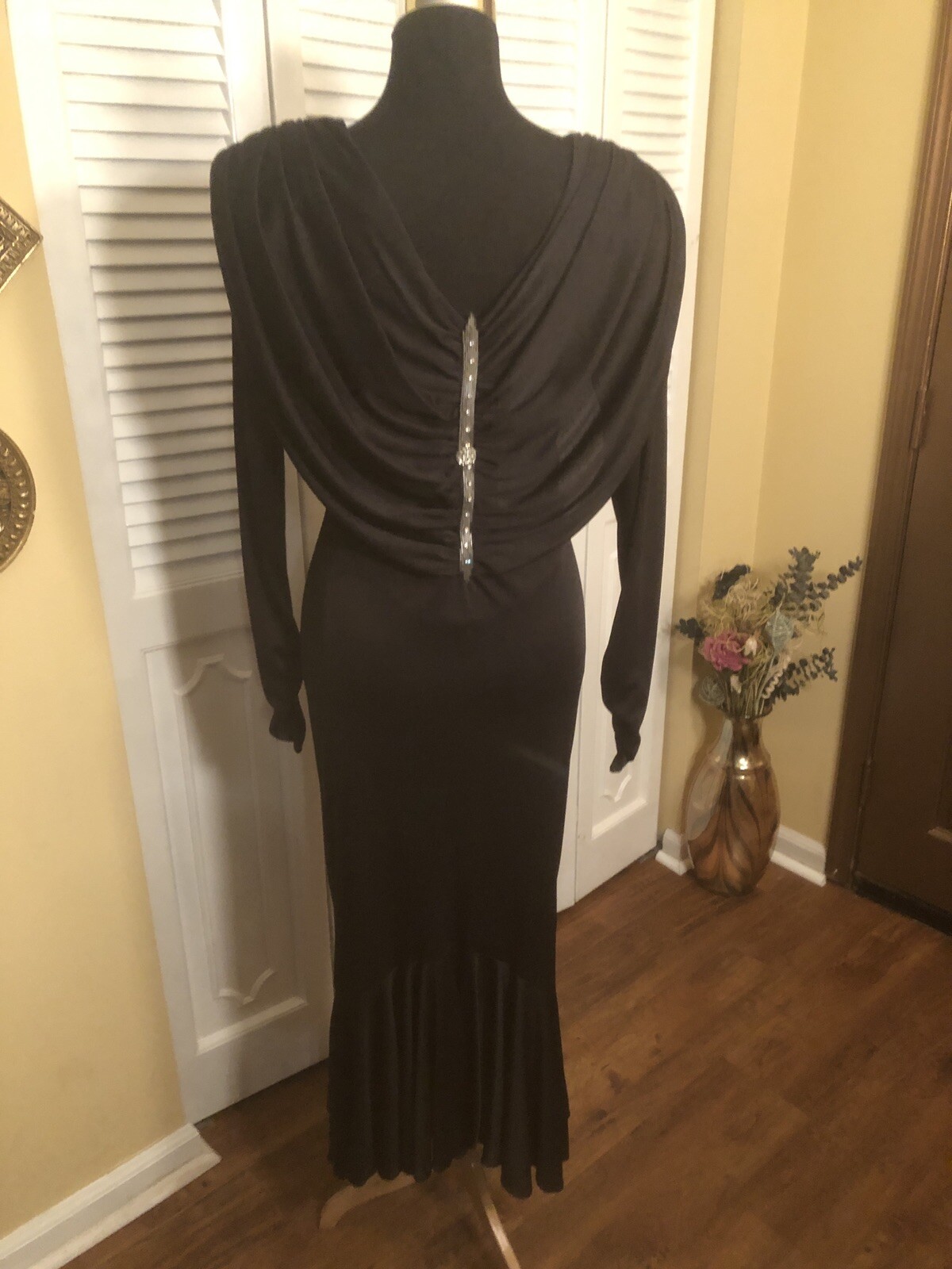 Climax Karen Okada Vintage Black Formal Dress W/Beading – 10
