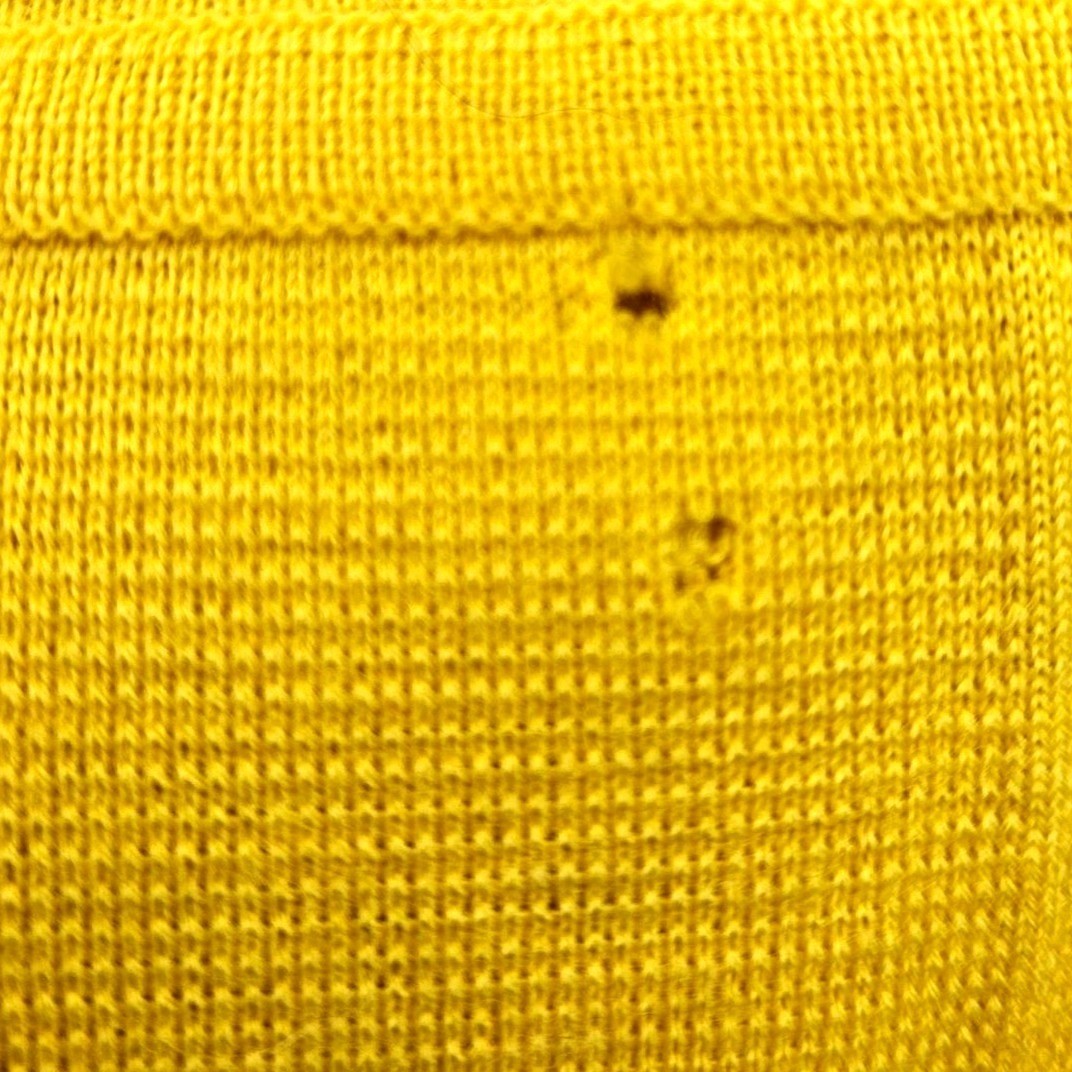 Mod Italian Designer Avagolf Yellow Wool Doubleknit Dress 60s 70s Moth Holes