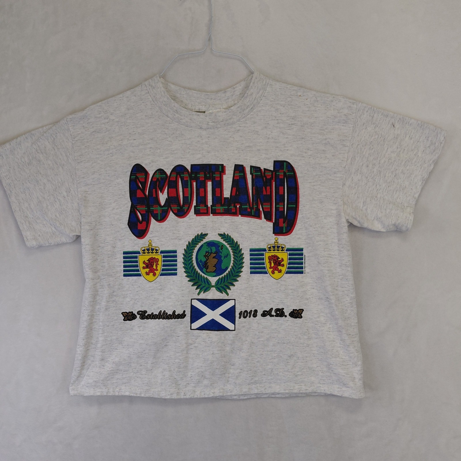 Vintage Le Pays International Scotland Graphic T-Shirt Gray Large Made in USA
