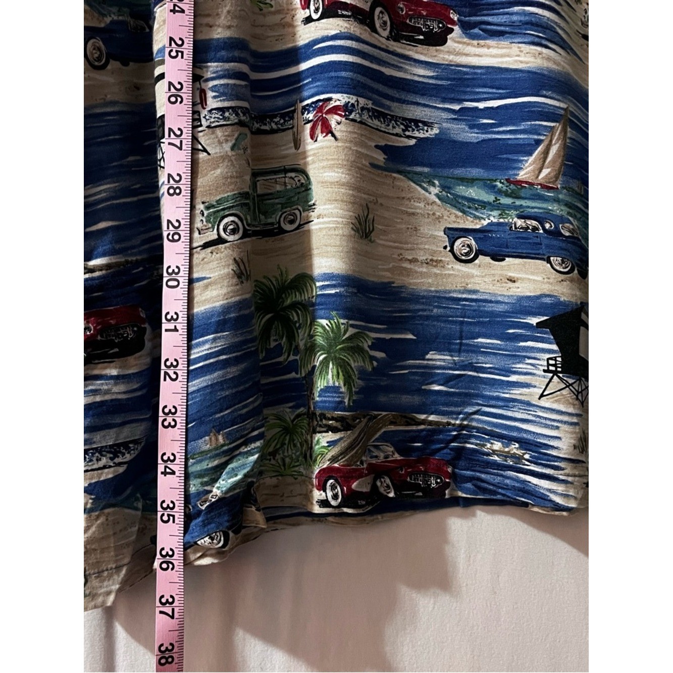 Vintage Weekend Clothes Line Beach Print Mini Dress XL Coastal Retro Vacation